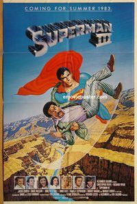 t562 SUPERMAN 3 advance one-sheet movie poster '83 Reeve, Pryor, Kidder