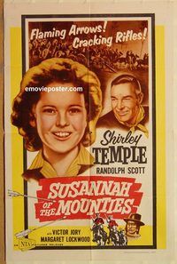 t563 SUSANNAH OF THE MOUNTIES one-sheet movie poster R58 Shirley Temple