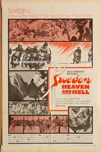 t567 SWEDEN: HEAVEN & HELL int'l one-sheet movie poster '69 sexploitation!