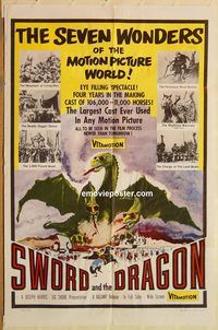 t568 SWORD & THE DRAGON one-sheet movie poster '56 cool image!