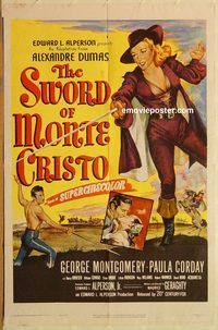 t570 SWORD OF MONTE CRISTO one-sheet movie poster '51 George Montgomery