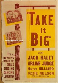 t571 TAKE IT BIG one-sheet movie poster '44 Jack Haley, Arline Judge