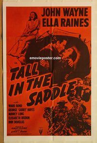 t572 TALL IN THE SADDLE military 1sh R57 great images of John Wayne & pretty Ella Raines!