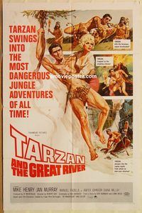 t576 TARZAN & THE GREAT RIVER one-sheet movie poster '67 Mike Henry