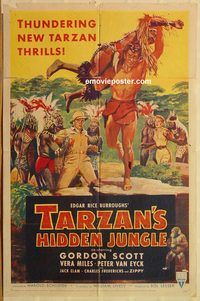 t577 TARZAN'S HIDDEN JUNGLE one-sheet movie poster '55 Gordon Scott
