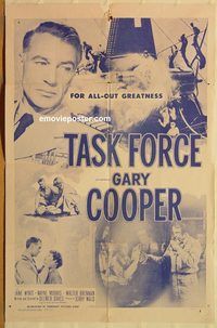t578 TASK FORCE one-sheet movie poster R56 Gary Cooper in uniform!