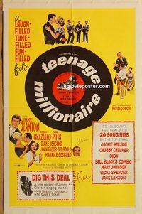t579 TEENAGE MILLIONAIRE one-sheet movie poster '61 Jimmy Clanton