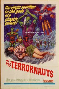 t587 TERRORNAUTS one-sheet movie poster '67 wild virgin sacrifice!
