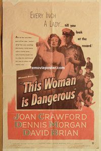t593 THIS WOMAN IS DANGEROUS one-sheet movie poster '52 Joan Crawford