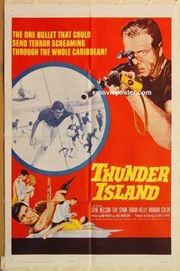 t596 THUNDER ISLAND one-sheet movie poster '63 written by Jack Nicholson!