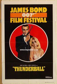 t597 JAMES BOND 007 FILM FESTIVAL style B 1sh '75 Sean Connery w/sexy girl, Thunderball!