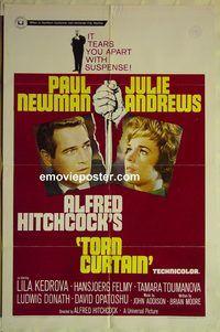 t602 TORN CURTAIN one-sheet movie poster '66 Paul Newman, Hitchcock