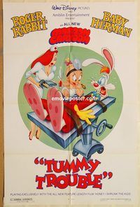t612 TUMMY TROUBLE DS one-sheet movie poster '89 Roger & Jessica Rabbit!