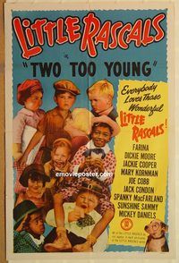 t616 TWO TOO YOUNG one-sheet movie poster R50 Our Gang, Little Rascals