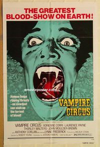 t621 VAMPIRE CIRCUS one-sheet movie poster '72 English Hammer horror!