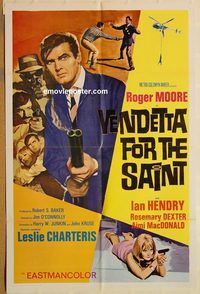 t622 VENDETTA FOR THE SAINT one-sheet movie poster '69 Roger Moore