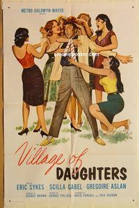 t626 VILLAGE OF DAUGHTERS one-sheet movie poster '62 Sykes, English sex!
