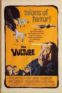 t629 VULTURE one-sheet movie poster '66 Robert Hutton, Akim Tamiroff