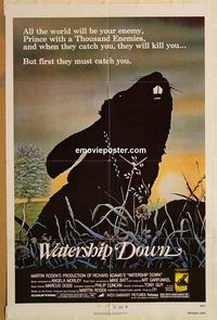 t636 WATERSHIP DOWN one-sheet movie poster '78 animated rabbits!