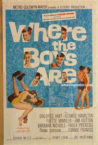 t638 WHERE THE BOYS ARE one-sheet movie poster '61 Connie Francis