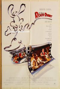 t644 WHO FRAMED ROGER RABBIT one-sheet movie poster '88 classic animation!