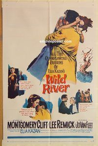 t650 WILD RIVER one-sheet movie poster '60 Elia Kazan, Montgomery Clift