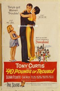 v010 40 POUNDS OF TROUBLE one-sheet movie poster '63 Curtis, Pleshette