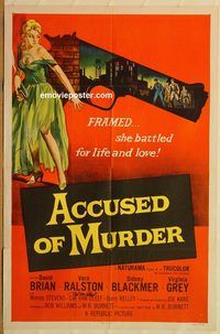 v020 ACCUSED OF MURDER signed one-sheet movie poster '57 Lee Van Cleef