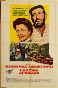 v025 AFRICAN QUEEN Spanish/US one-sheet movie poster R60s Bogart, Hepburn