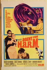 v027 AGENT FOR HARM one-sheet movie poster '66 Mark Richman, spies!