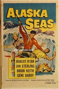 v031 ALASKA SEAS one-sheet movie poster '54 Robert Ryan, Jan Sterling