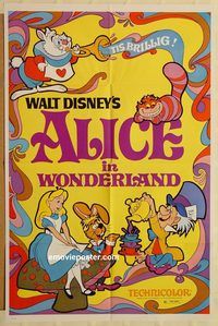 v035 ALICE IN WONDERLAND one-sheet movie poster R74 Walt Disney