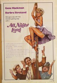 v040 ALL NIGHT LONG one-sheet movie poster '81 Hackman, Streisand