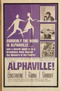 v043 ALPHAVILLE one-sheet movie poster '65 Jean-Luc Godard, Constantine