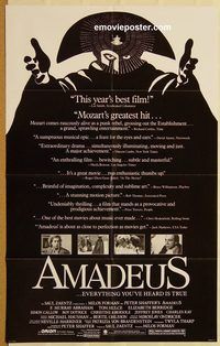 v044 AMADEUS one-sheet movie poster '84 Milos Foreman, Mozart bio!