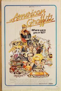 v047 AMERICAN GRAFFITI one-sheet movie poster '73 George Lucas, Ron Howard