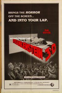 v055 ANDY WARHOL'S FRANKENSTEIN 1sh R80s Paul Morrissey, Joe Dallessandro, 3-D horror!