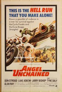 v059 ANGEL UNCHAINED one-sheet movie poster '70 AIP, bikers & hippies!