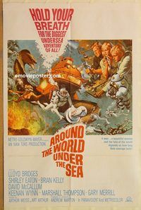 v080 AROUND THE WORLD UNDER THE SEA one-sheet movie poster '66 Bridges
