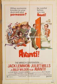 v093 AVANTI one-sheet movie poster '72 Jack Lemmon, Billy Wilder