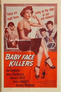 v876 PRIVATE HELL 36 one-sheet movie poster R58 Lupino, Baby Face Killers!