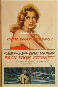 v099 BACK FROM ETERNITY one-sheet movie poster '56 ooh that Anita Ekberg!