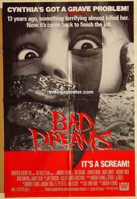 v103 BAD DREAMS one-sheet movie poster '88 Jennifer Rubin, horror image!