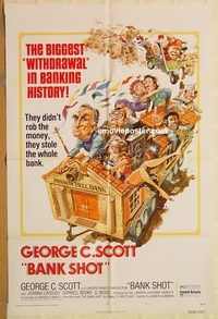 v111 BANK SHOT one-sheet movie poster '74 George C. Scott, Jack Davis art!
