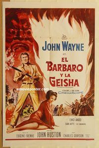 v114 BARBARIAN & THE GEISHA Spanish/US one-sheet movie poster '58 John Wayne