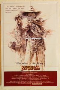 v116 BARBAROSA one-sheet movie poster '82 Willie Nelson, Gary Busey