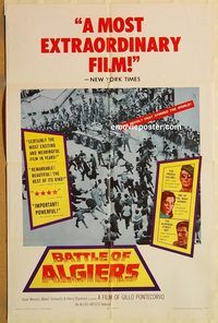 v126 BATTLE OF ALGIERS one-sheet movie poster '68 Gillo Pontecorvo