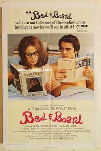 v133 BED & BOARD one-sheet movie poster '71 Francois Truffaut