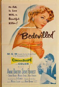 v135 BEDEVILLED one-sheet movie poster '55 Anne Baxter, Steve Forrest