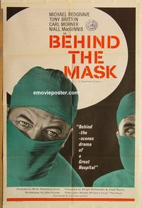 v139 BEHIND THE MASK English one-sheet movie poster '58 Michael Redgrave